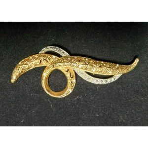 Vintage‎ Avon Loop Brooch Pin Silver Tone and Gold Tone Clear Rhinestones